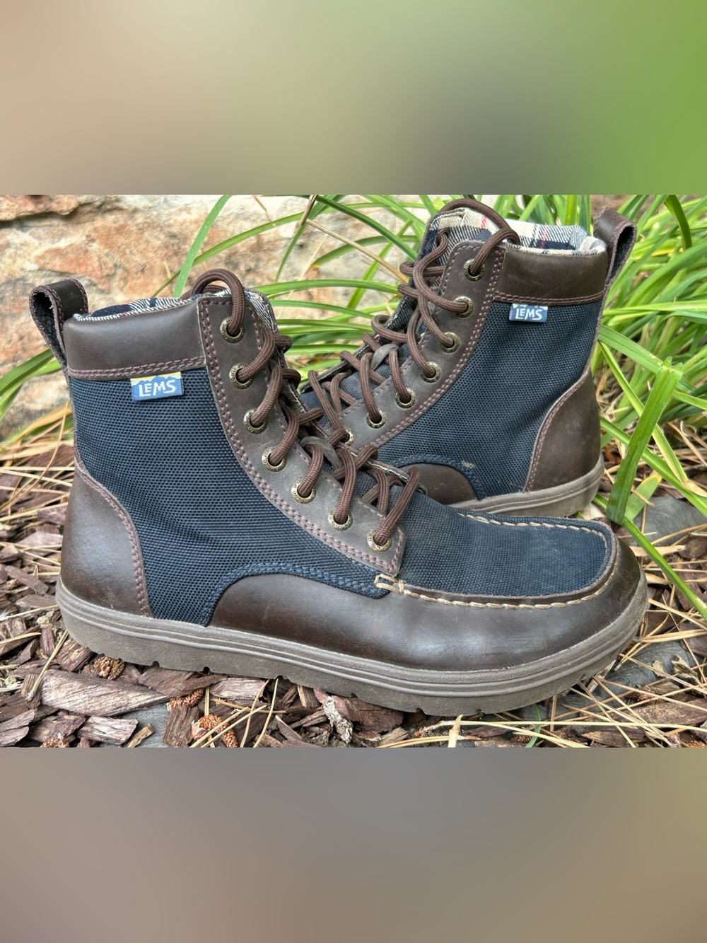 Women’s LEMS Boulder Colorado Minimalist BOULDER BOOTS Leather/Canvas sz 8